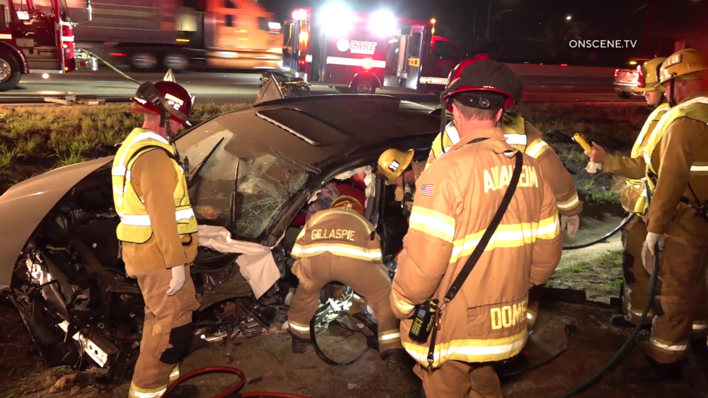 Anaheim: Firefighters Free Trapped Driver After Rollover Crash - ONSCENE.TV