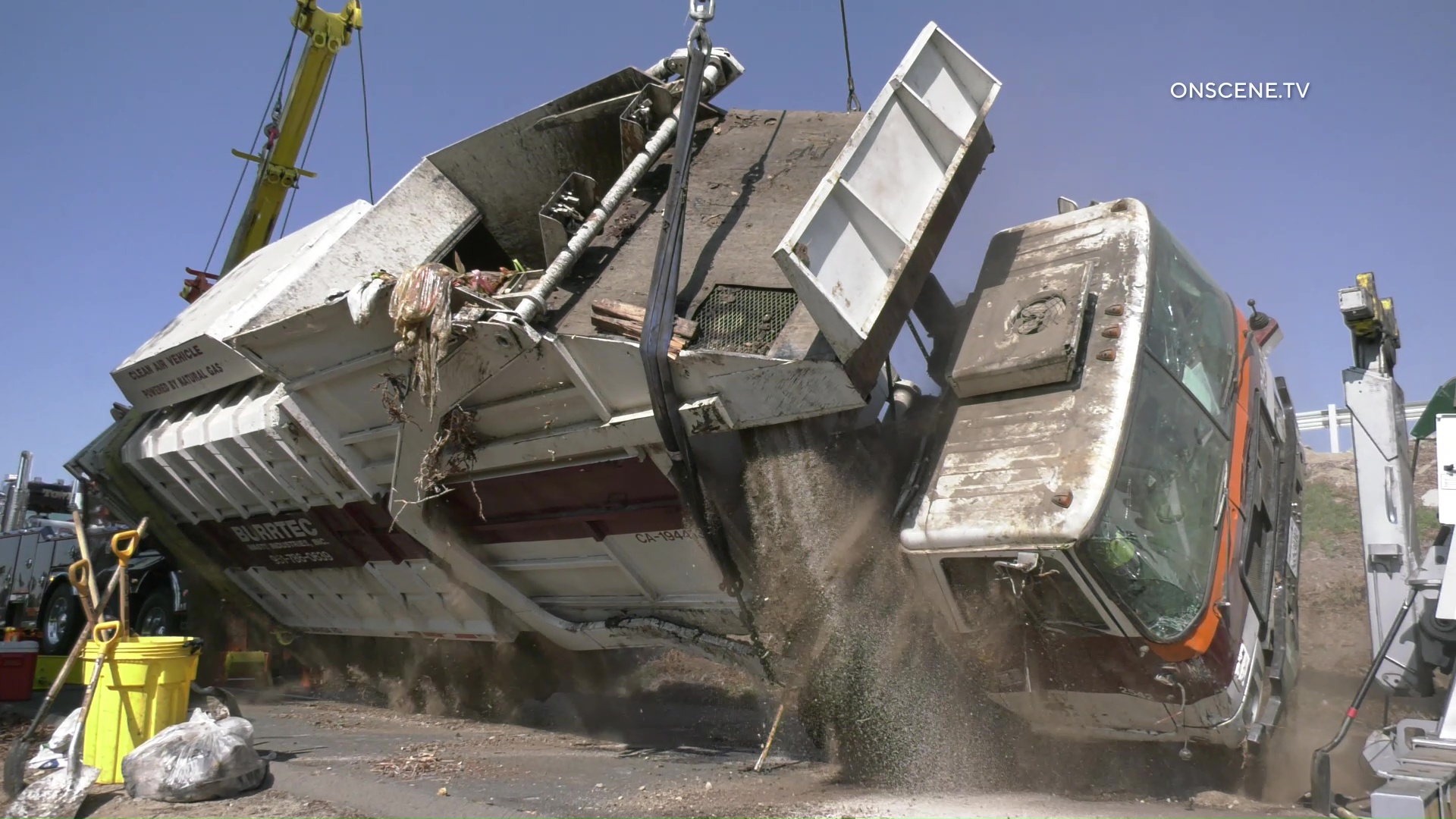 Garbage Truck Rolls Down Embankment Off The Freeway | Riverside ...