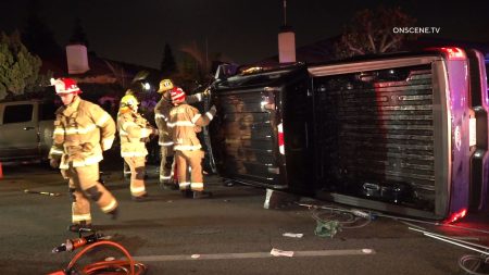 Driver Extricated After Crashing Into Parked Cars | Anaheim - ONSCENE.TV